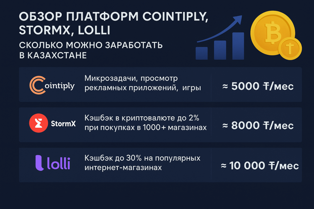 Обзор Платформ Cointiply, StormX, Lolli — Сколько Можно Заработать в Казахстане
