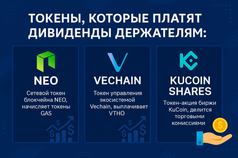 Токены которые платят дивиденды держателям: NEO, VeChain и KuCoin Shares
