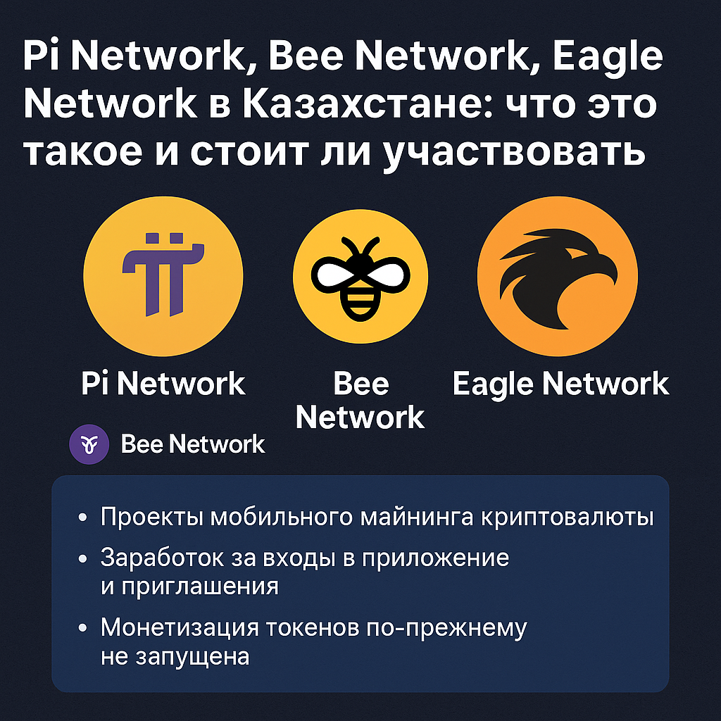 Pi Network, Bee Network, Eagle Network в Казахстане: что это такое и стоит ли участвовать