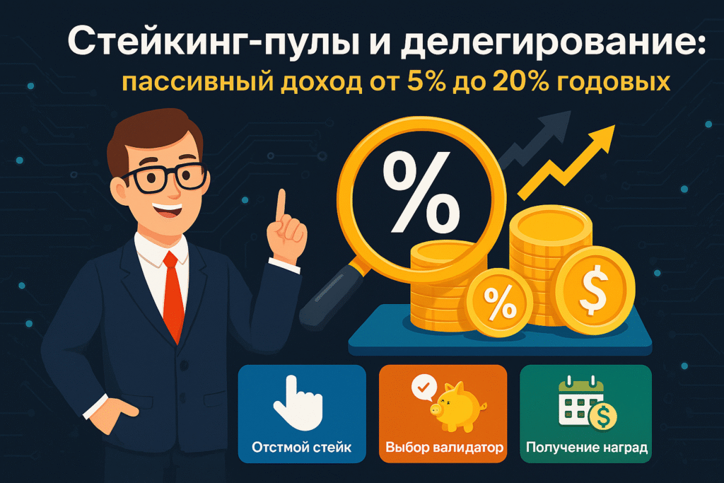 Стейкинг-пулы и делегирование: пассивный доход от 5% до 20% годовых